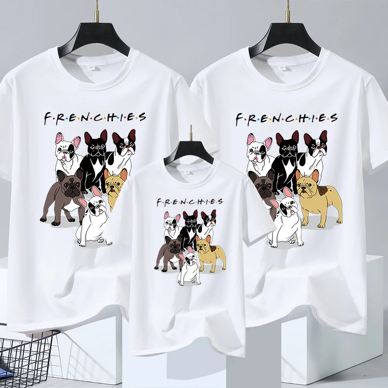 Rodičovské detské tričko Francúzsky buldog s krátkym rukávom Hip Hip Hop Casy Tee Street Značka tričko Cotton Soft