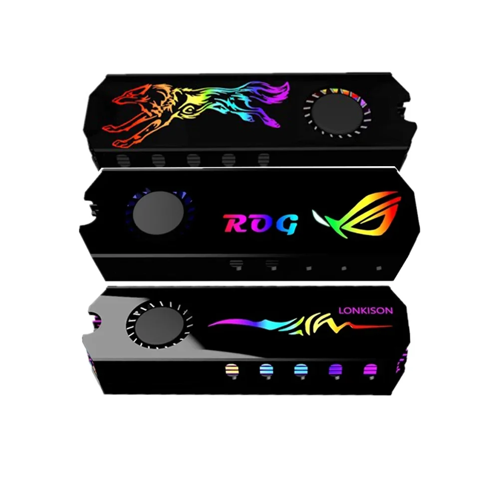 Rog M.2 2280 SSD radiátor M2 2280 chladiaci chladiaci tepelný podložka Turbína Ventilátor Turbine Heatsink 5V 12V RGB AURA Sync