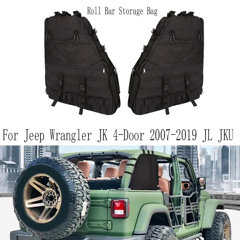 Roll Bar Storage Bag Cage Multi-Cockets Organizátori nákladné množstvo tašky na náradie pre džíp Wrangler JK 4-dvere 1997-2019 Jl JKU