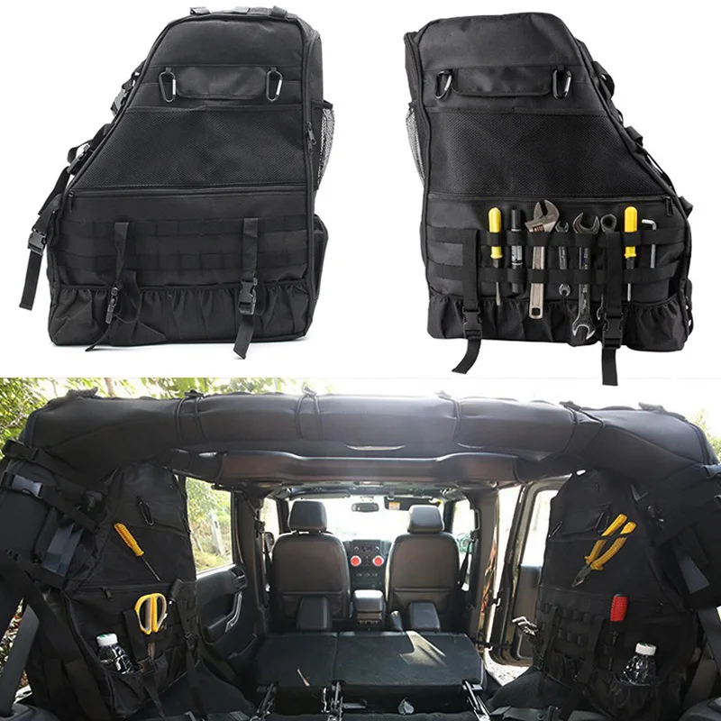 Roll Bar Storage Bag Cage Náklad pre Jeep Wrangler JK JKU JL JL 4-dverové sedlové tašky Organizátori pre viacštoľové vrecká pre tašky na skladovanie nástrojov ATV