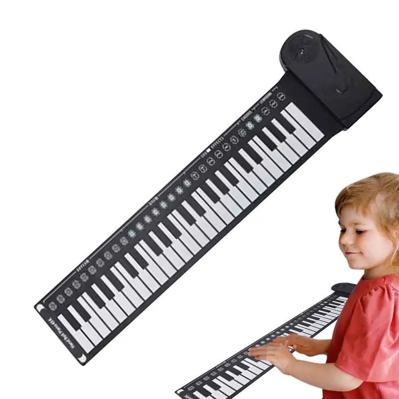 Roll Up Piano Mat Elektrický prenosný skladacia hudba Klávesnica 49 Klávesové klávesnice Vzdelávacia hračka pre deti pre deti dospelí