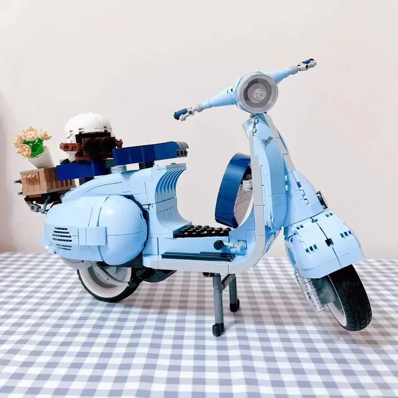 Roman Holida Vespa 125 Technický 10298 Slávne motocyklové mesto Moto zostavené stavebné bloky tehlové modelové hračky pre deti darček