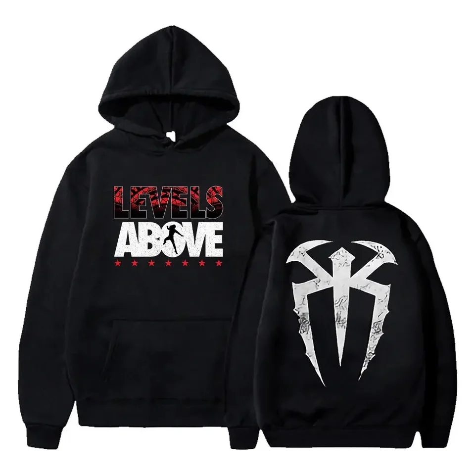 Roman Reigns úrovne nad pulloverou mikinou s dlhým rukávom Streetwear Ženy Muži s kapucňou módne oblečenie