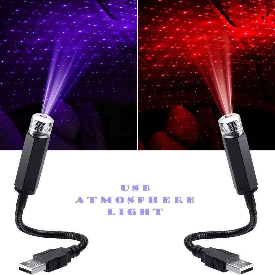 Romantické LED auto strecha hviezdneho nočného svetla projektor Galaxy Light USB Dekoratívne nastaviteľné interiérové ​​dekoratívne svetlo interiéru auta