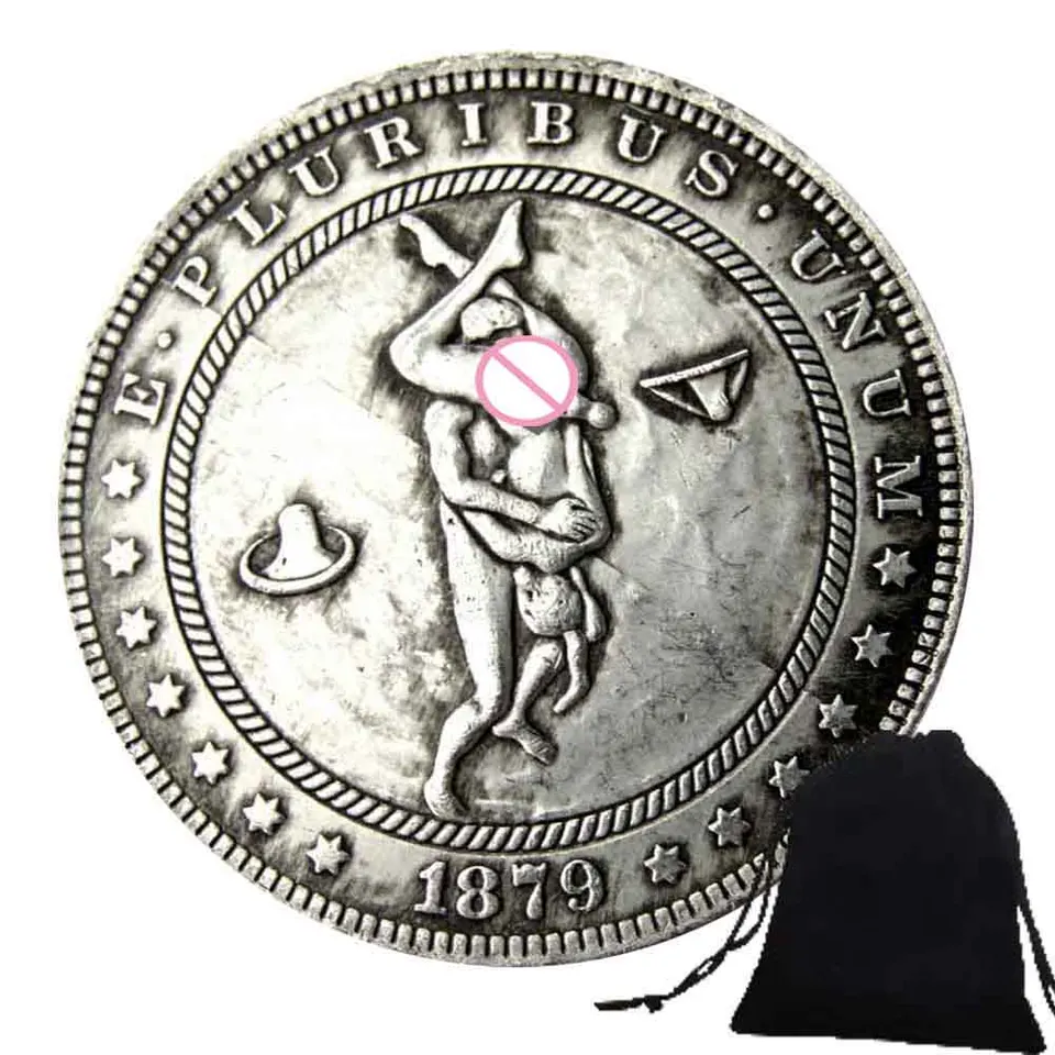 Romantický 3D anjelský objatie Art Art pár mincí mince Mince Zábavné páry vrecko Šťastné mince Morgan Dollar Pamäť coin+darčeková taška