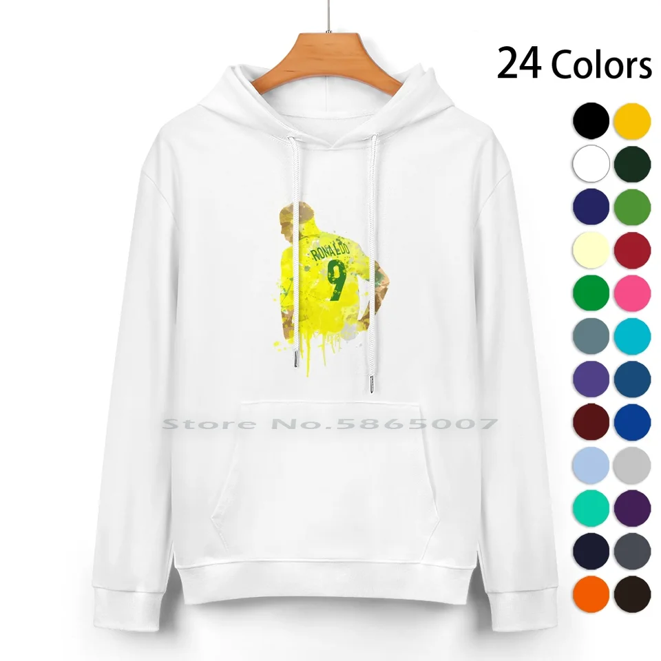 Ronaldo brazílska legenda Art Cotton Hoodie Swater 24 Farby Ronaldo Brazília futbalová footy 100% bavlnená kapucňa pre ženy