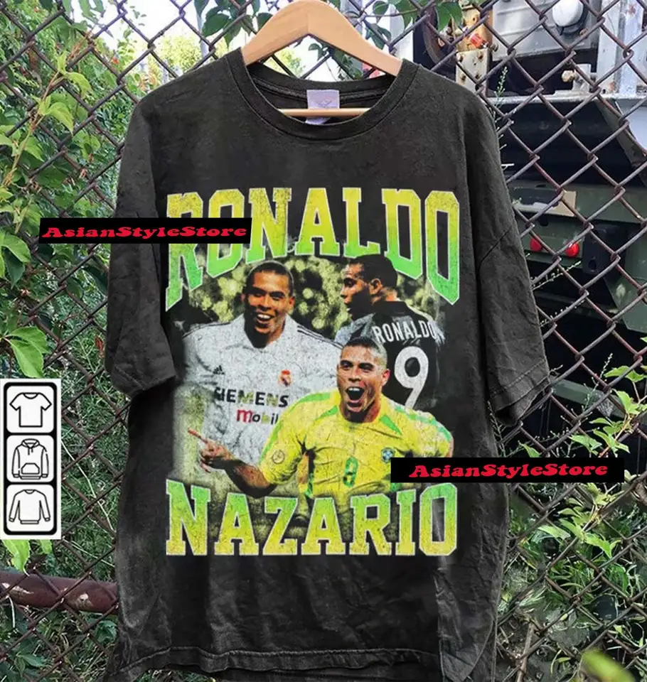 Ronaldo Nazario Vintage 90. roky Grafický štýl tričko Ronaldo Nazario tričko Vintage Sport Sport Tee unisex futbalové bootle