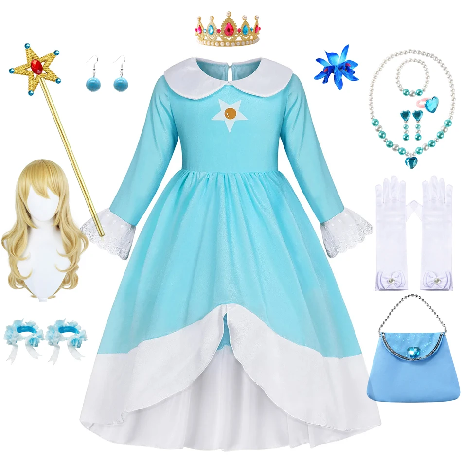 Rosalina šaty dievčatá broskyne deti halloween kostým hra rola hre princezná šaty