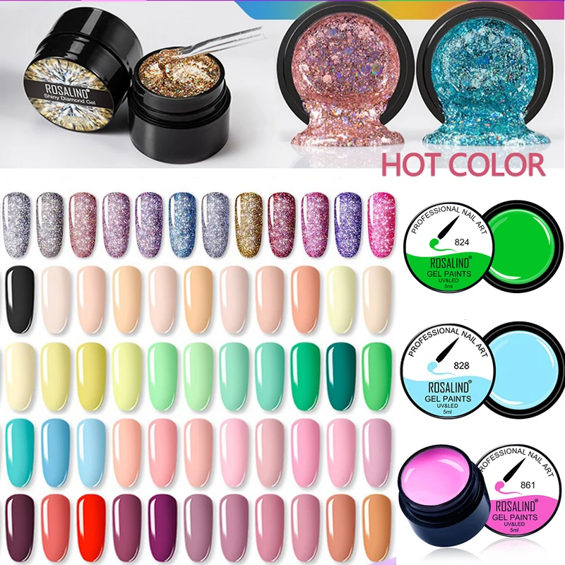 Rosalind maľba lak na nechtový gél lak na nechty 5 ml trblietky nechtov na nechty Polmitný vrchný kabát Gel Gel z UV LED
