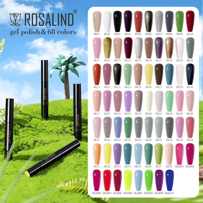 Rosalind neón 5 ml gélové lakovacie perá 68 farby nechtov na nechtovú ceruzku hybridný lak polotrvalá namáčanie z horného uv LED hybridného nechtového gélu LED