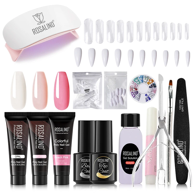 Rosalind Poly Nail Gel Kit 15 ml predĺženia nechtov s 36 W na nechtovú lampu Plná manikúra Poly UV nechtový gél Set pre nechty