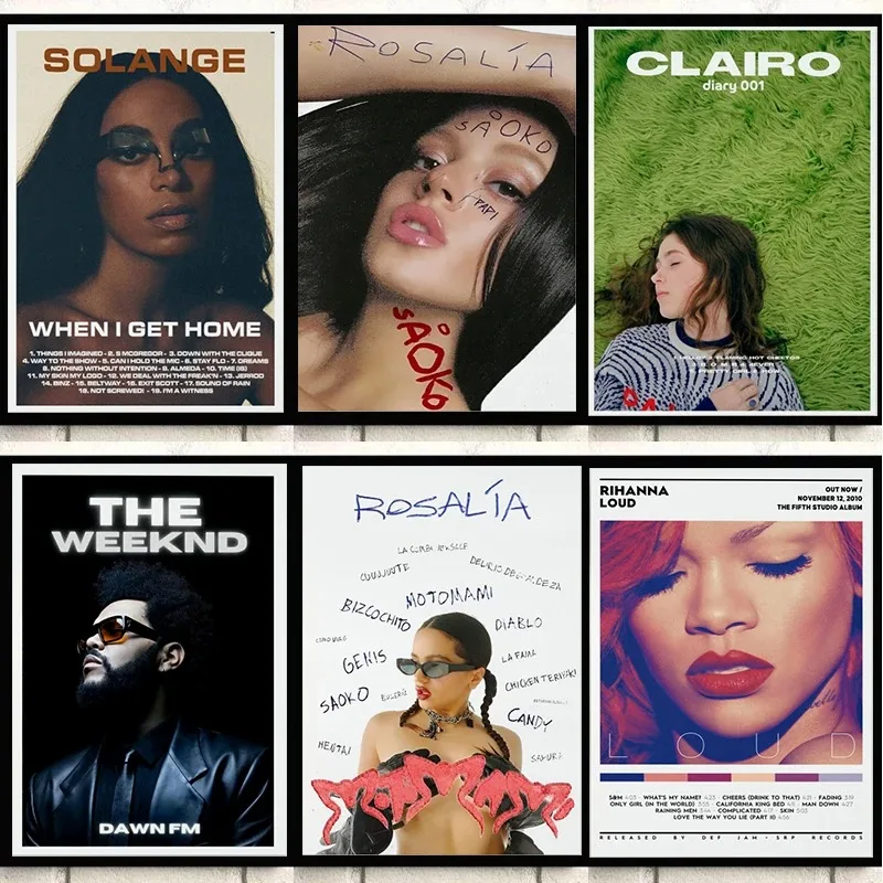 Rosalía motomami Travis Scott The Weeknd Singer Album Cover Plagát Canvas maľba nástenné umenie Obrázok pre obývaciu izbu Darček