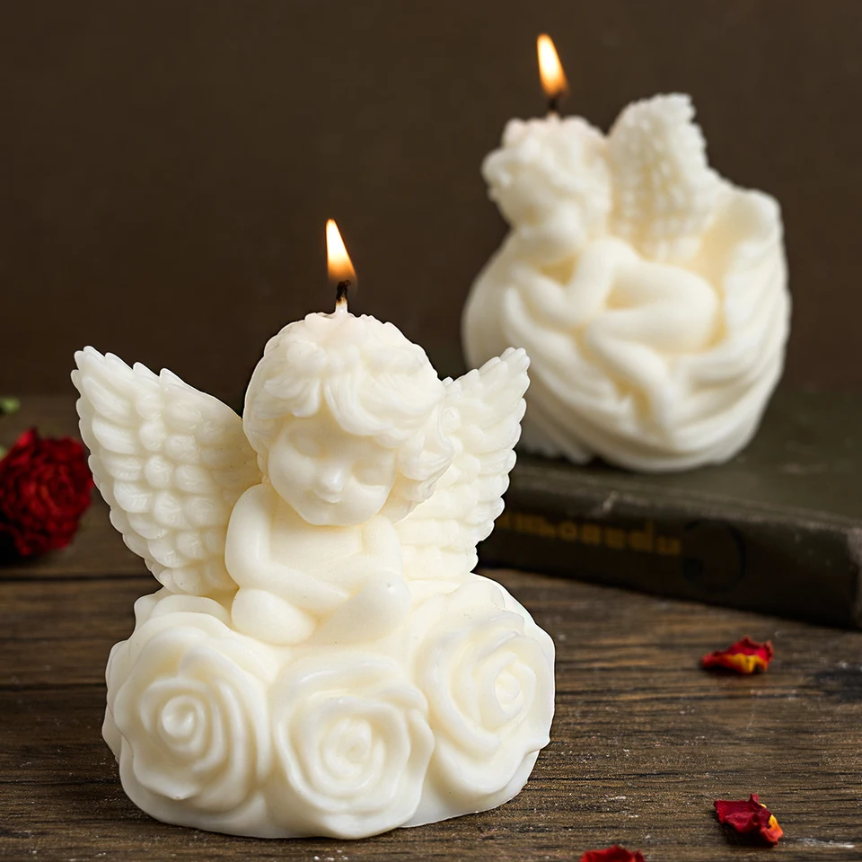 Rose Flower Angel Sviečka silikónová forma DIY