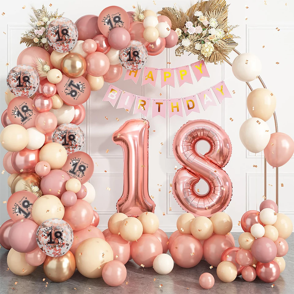 Rose Gold Balloons Garland Arch Kit 18 30 40 50 rokov starú narodeninovú oslavu DETAD 18. 30. 40. 50. 50. narodeninové oslavy Dodávky