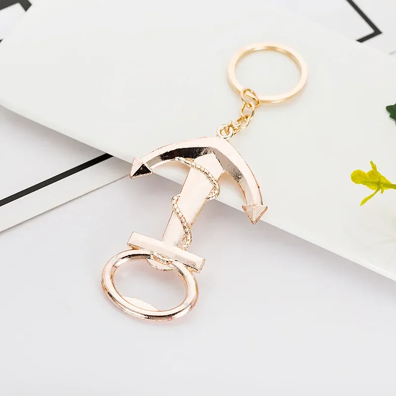 Rose Gold Kreatívne svadobné potreby kotvia Klávesové kľúče pivo otvárač fľaše Retro Keychain Bottle Otvárač back darček