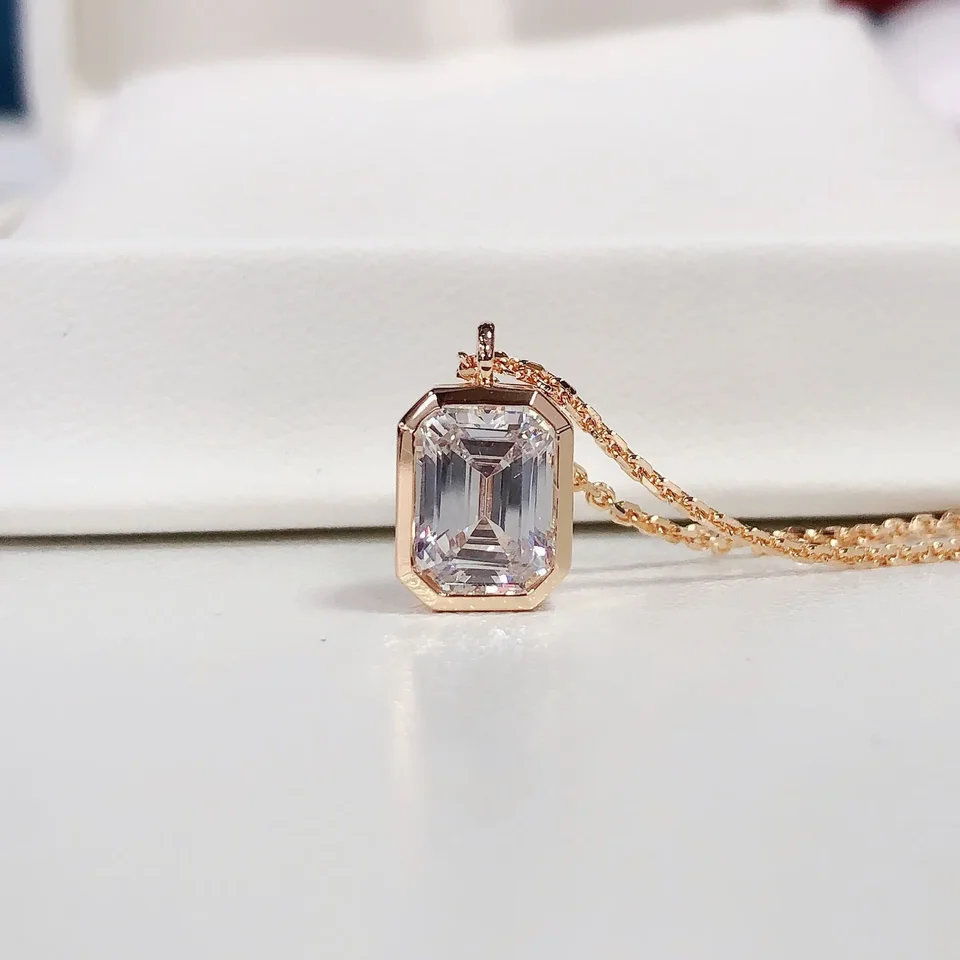 Rose Gold náhrdelník s 2 karát smaragd módne šperky zlato AU585 náhrdelník 18k zlatý náhrdelník