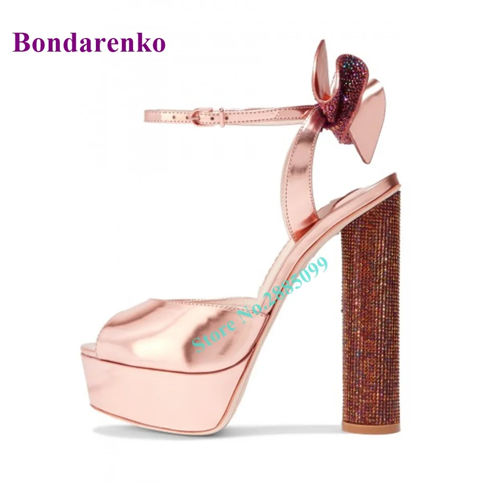 Rose Gold topánky Metallic kamienok na palube päty päty pätná sandále