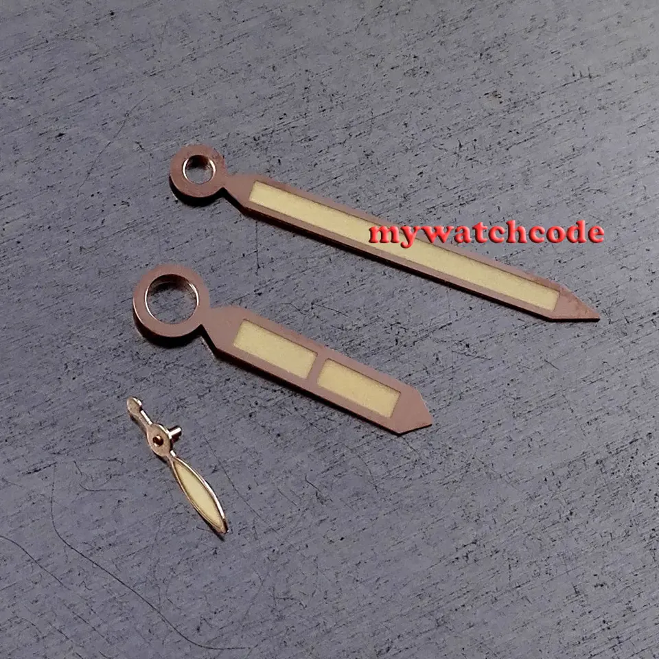 Rose Golden Super Lume Hands Rands pre 44 mm 45 mm 47 mm puzdro UNTAS 6497 6498 Ručné vinutie