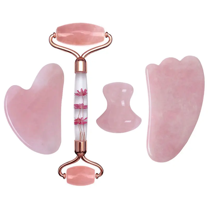 Rose Quartz Jade Roller Eternal Flower Gua set set gouache škrabka na tvár