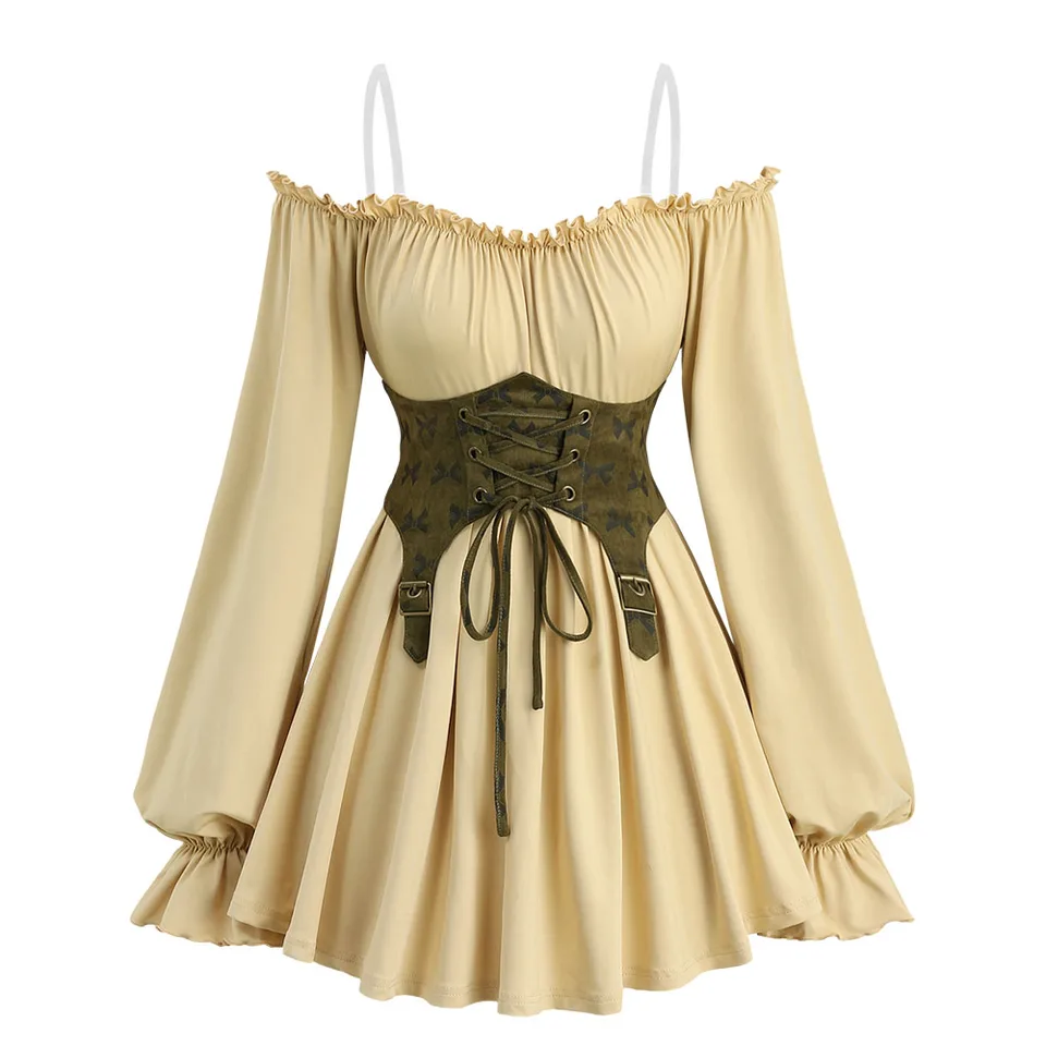 Rosegal plus veľkosť dámske jarné jesenné jeseň Ruched Top New Ruched Ruffles Básnici básniky Studené ramenné blúzka s šnurovacím korzetovým pásom