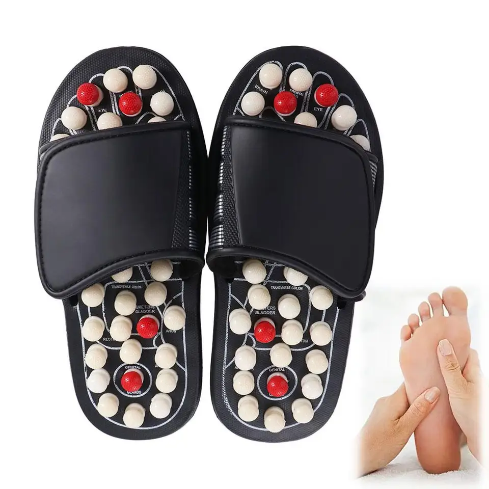 Rotačné masážne topánky na masáž proti nôh Anti-skĺznutie Zdravé masážne masáže akupresúre Masáže nôh starostlivosť o reflex stres reflexológiu Sandále Ženy