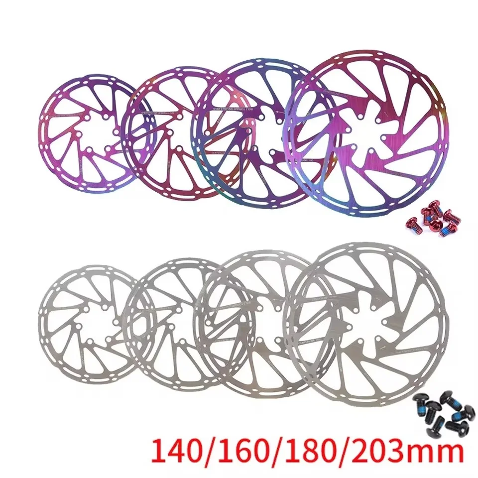 Rotory bicyklov MTB Road Brake Rotors Striebro/Rainbow 140 mm 160 mm 180 mm 203 mm horské bicykle