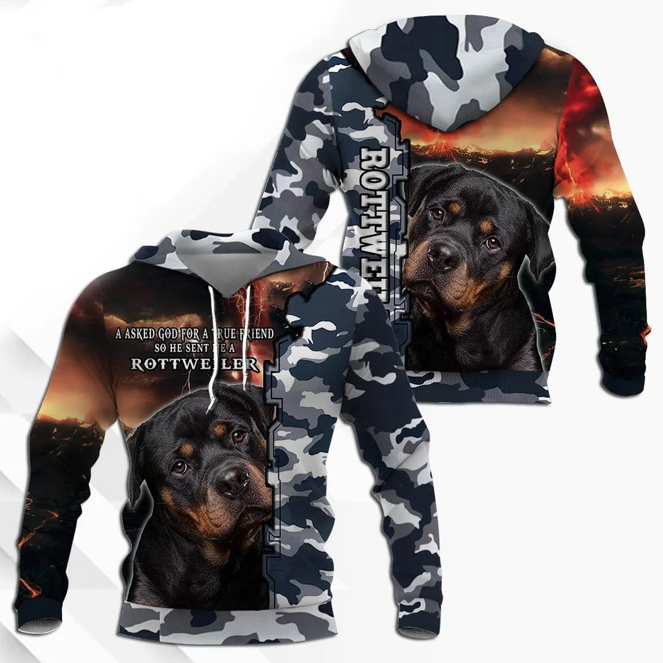 Rottweiler/Newfoundland/Husky 3D po celom tlačených mikinách Dám