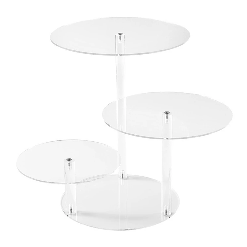 Round Acrylové výrobky zobrazujú stojany na stúpačky, 3 úrovne Cupcake Stand Mini Display Rack pre tortu