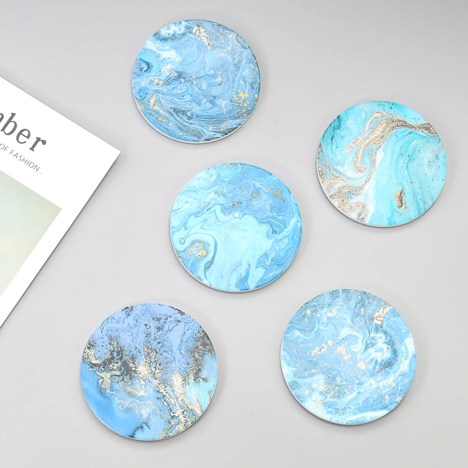 Round Ceramic Absorbent tepelná izolácia Coaster mramorový vzor Coaster Coaster Izolácia Cork Cup Placemat Domáca dekorácia remeslá