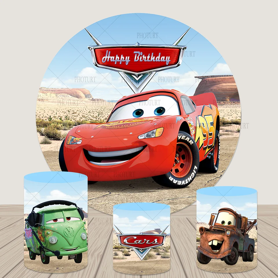 Round Disney Cars McQueen Barkle Party oslava pre bábätká fotograf Photograf