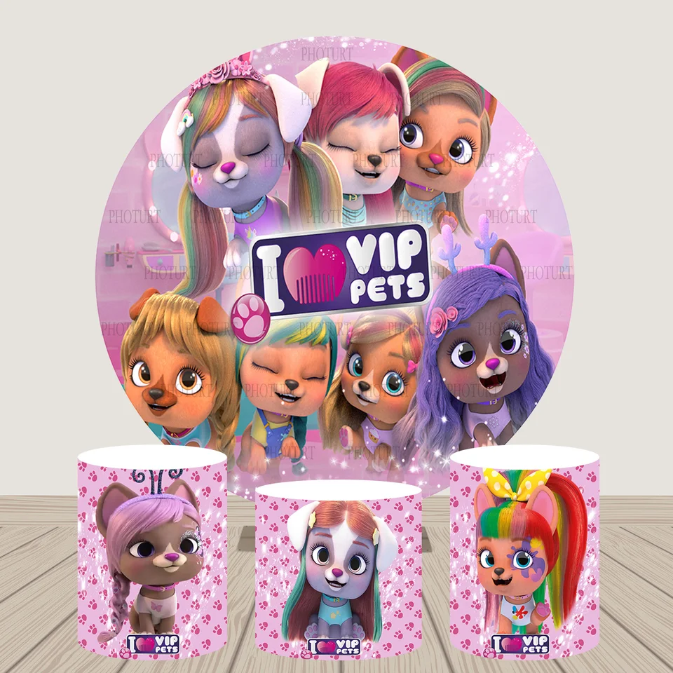 Round Love VIP Pets Pets Party pozadie bábätká narodeniny Photography Banner Kruh roztomilý psov poly pozadie dekorácie rekvizity