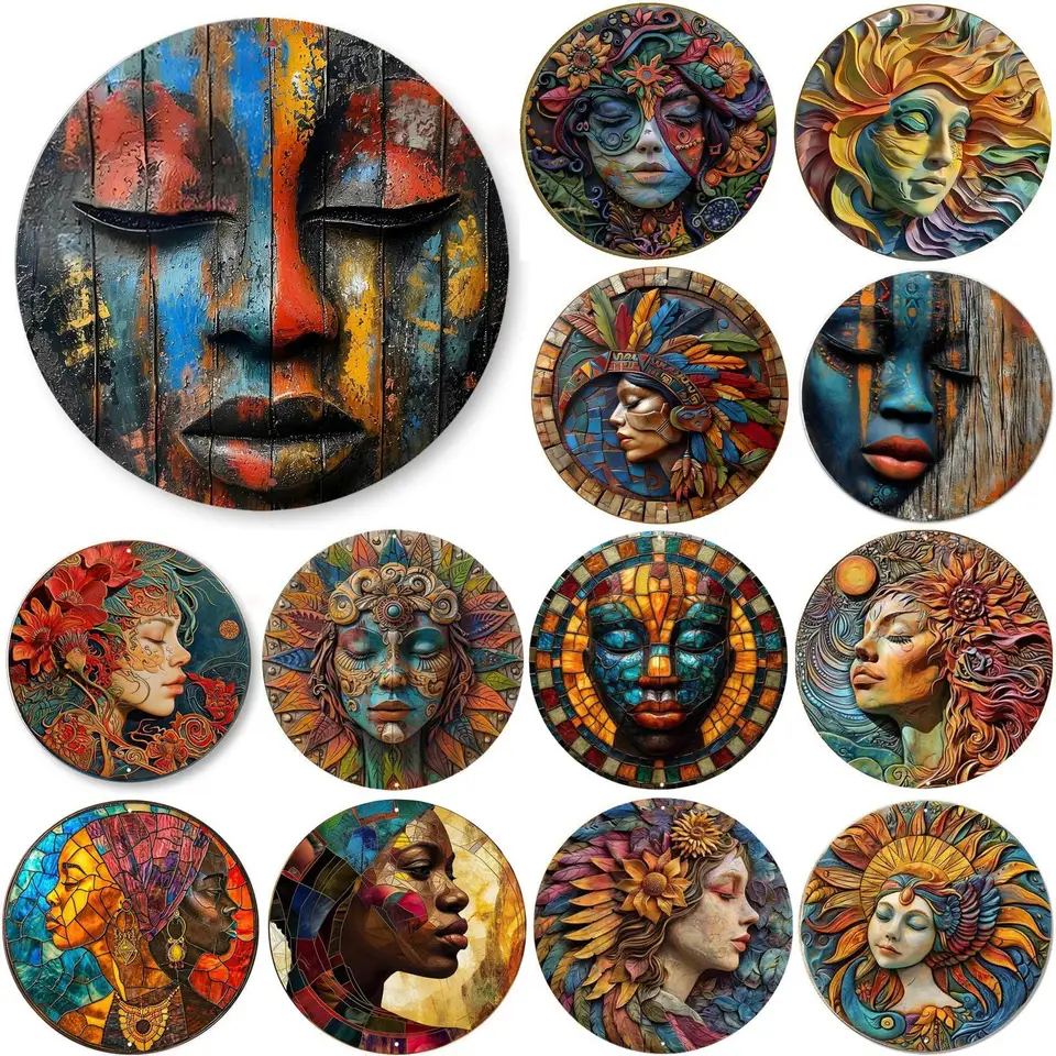 Round Metal Cin Sign Art maľba dekoratívnych tanierov veniec Vstupné dekorácie darčeková maska ​​Téma pre barovú kaviareň Club Club Domáca izba
