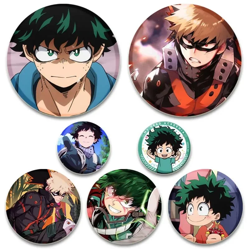 Round Round Batoh Dekorácie Darčeky PIN Anime Midoriya Izuku Bakugou Katsuki Badge Todoroki Shoto Ochaco Uraraka Cartoon