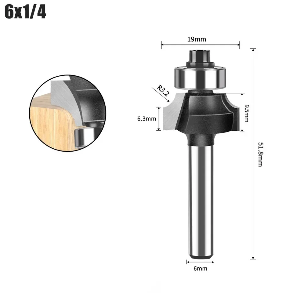 Router bit 6mm driemka Roh roh rohu cez router bit drevoworking frézka Cutter na výrobu náradia drevárskych spracovávaných zásuvok