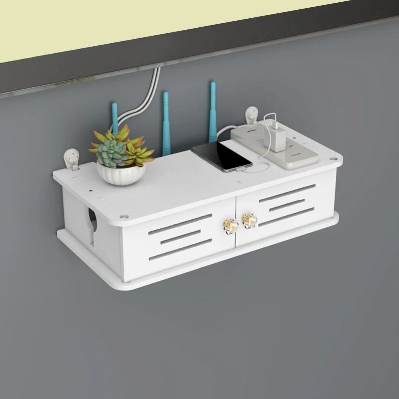 Router Storage Box Držiteľ káblov Organizátor Podpora WiFi Rack Panel Panel Wall Wall zavesenie horná zástrčka