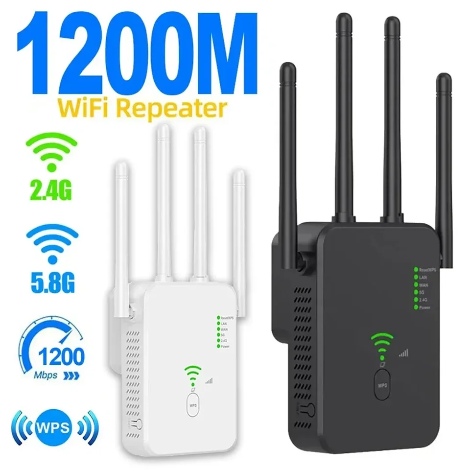 Router Wireless Repeater 1200 Mbps WiFi Booster Booster Dual-Band 2,4G 5G WiFi Extender Gigabit WiFi zosilňovač domáca kancelária Outdoor