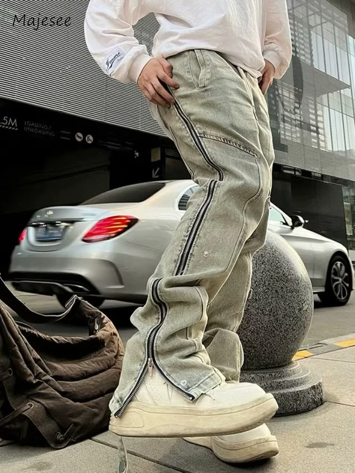 Rovné džínsy bokom bokom zips patchwork štíhle všetky zápasy v celej dĺžke japonský štýl harajuku streetwear džínsové džínsové nohavice na jeseň nové nové