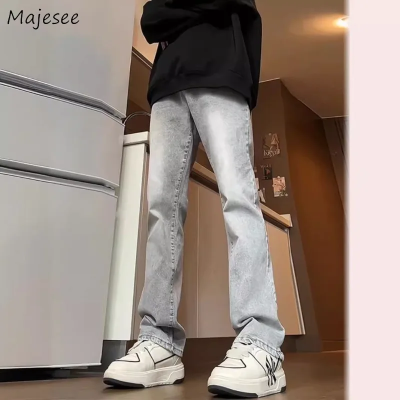 Rovné džínsy Men Solid Simple Casy Casy Washed Vintage Handsome Streetwear All-Match Osobnosť klasický japonský štýl hombre
