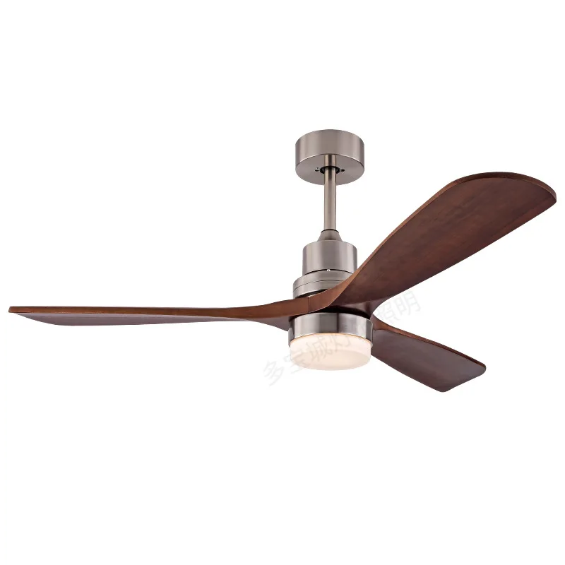 Rovné masívne drevo ventilátor Lampa Domov jedáleň Stropná frekvencia konverzia diaľkového ovládania 52 palcov
