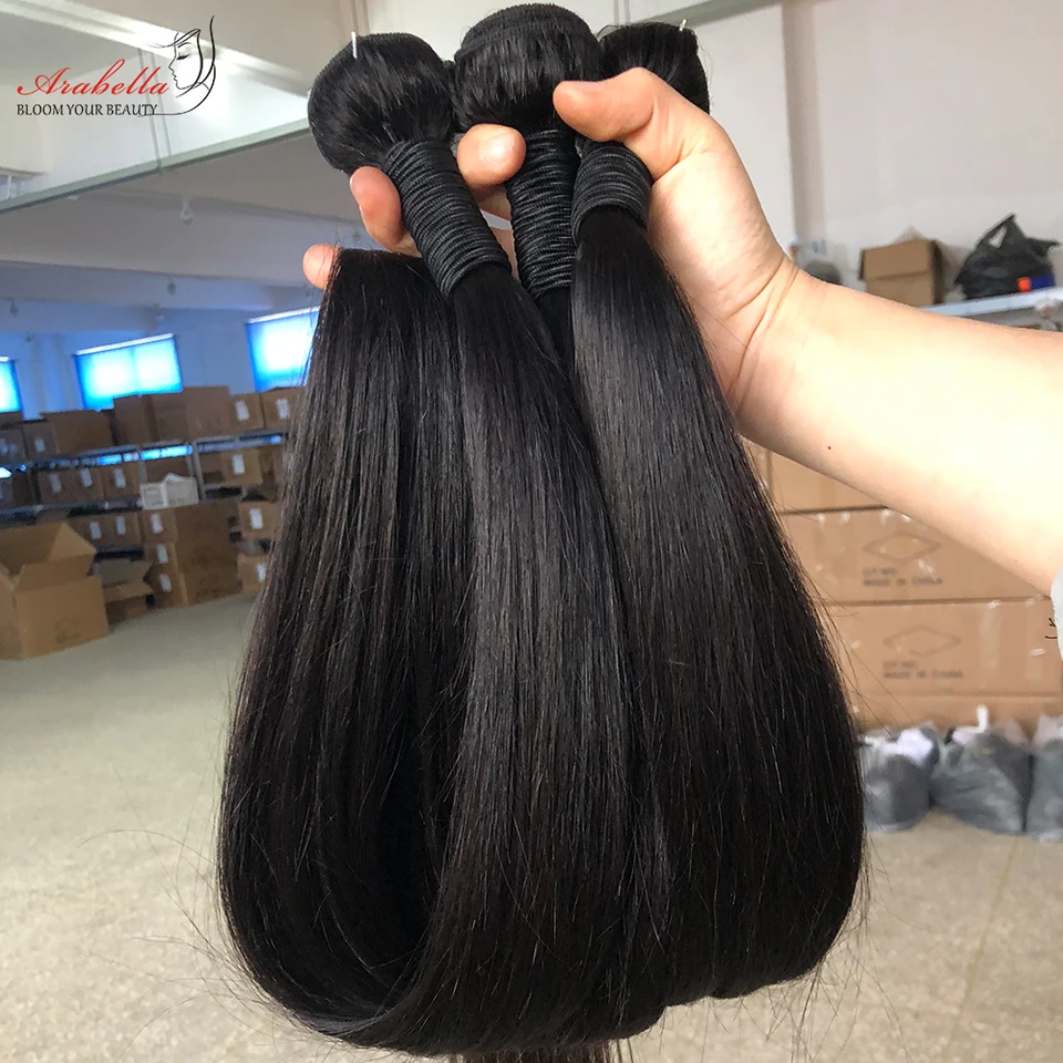 Rovné vlasové zväzky Brazílske väzby na vlasy 100% ľudské vlasy 1b Arabella Remy Hair Extension 1/2/3/4 kusy vlasové zväzky vlasov