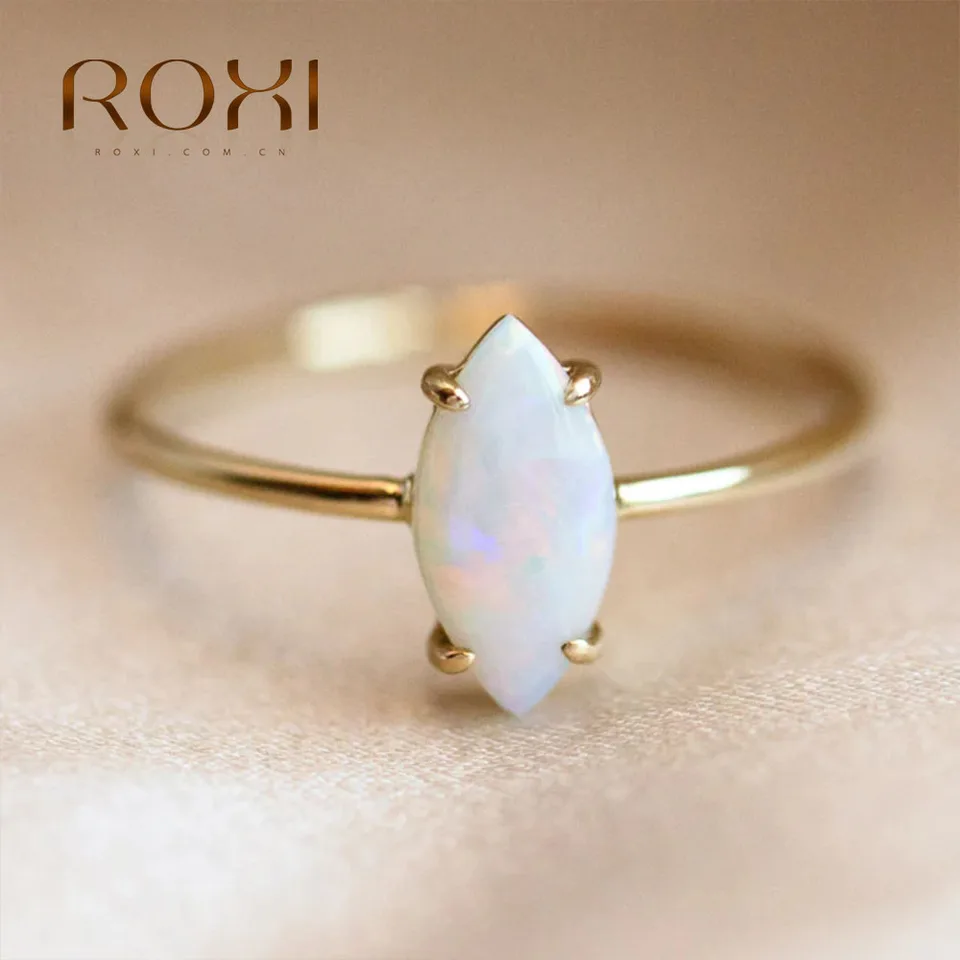 Roxi S925 Sterling Silver 3*6mm Opal Finger Rings For Women 6/7/8 veľkosti Módna svadba výročia šperkov prsteň Allos Myer