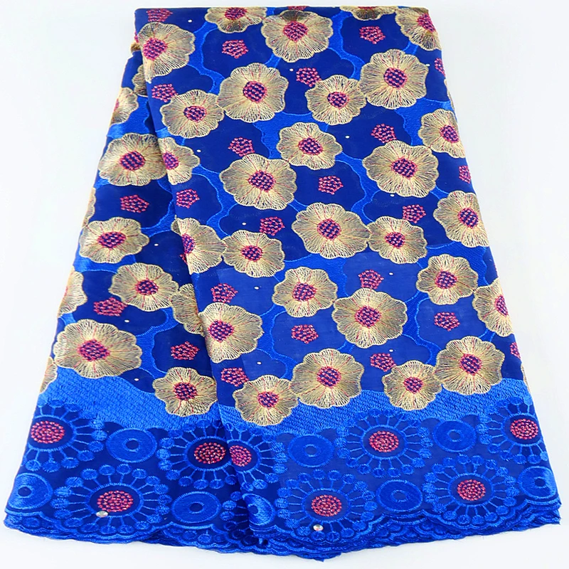 Royal Blue African Cotton Dry Dubaj Lace Lace Tkanina 2024 Švajčiarska liilná čipka vo Švajčiarsku s kameňmi na šitie svadobných večierkov