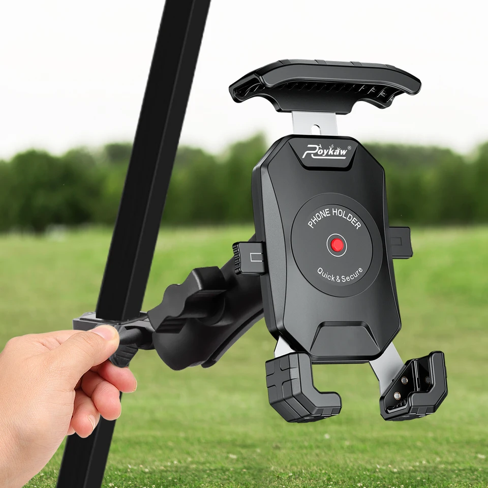 Roykaw Golf Cart Phone Mount Držiteľ Fit Fit for Ezgo/Club Car/Yamaha, Rýchle vydanie a jeden dotykový zámok/jednorazové výbery a miesto