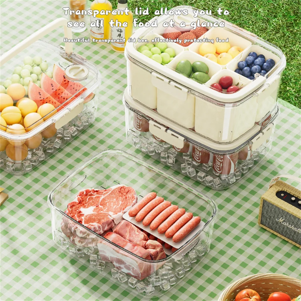 Rozdelený servírovací podnos s vekom a rukoväťou Clear Snackle Box Container Prenosné občerstvenie Organizátor Box pre Candy Fruits 2024