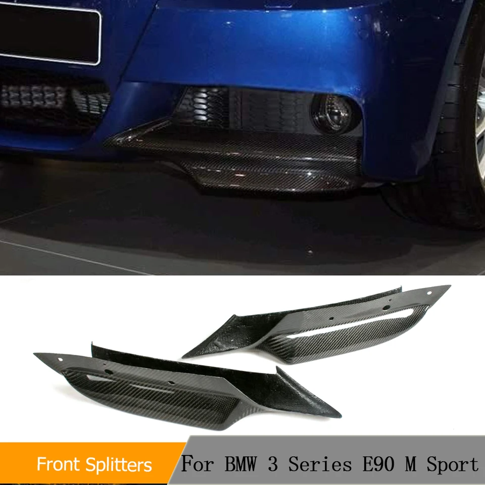 Rozdeľovacie klapky predného nárazníka Flaps Winglets for BMW 3 Series E90 M Tech M Sport 2006 - 2008 2009 - 2012 LCI Real Carbon Fiber
