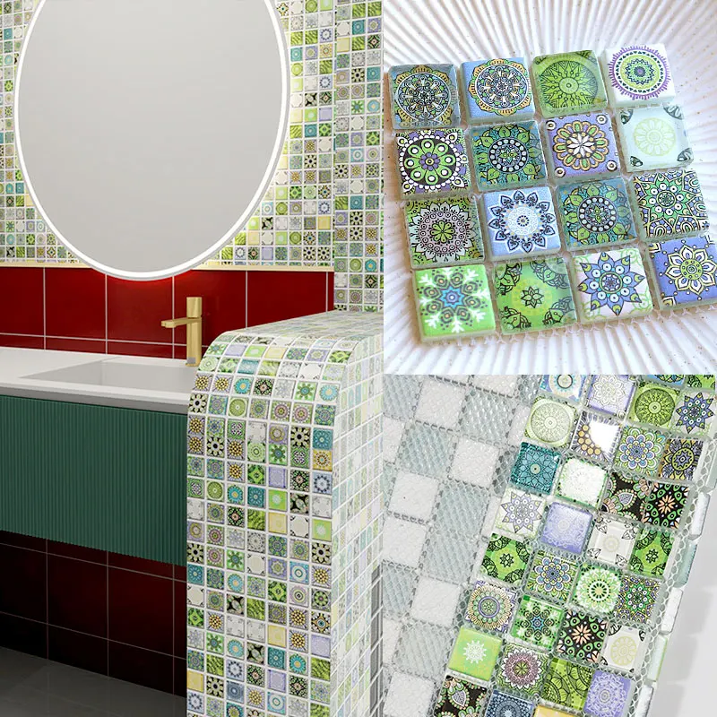 Rozmanitá farba Česká Glitter Glass Mosaic Tiles pre DIY Crafts Supplies Modrá zelená Veľkoobchod Bulkhobby Arte