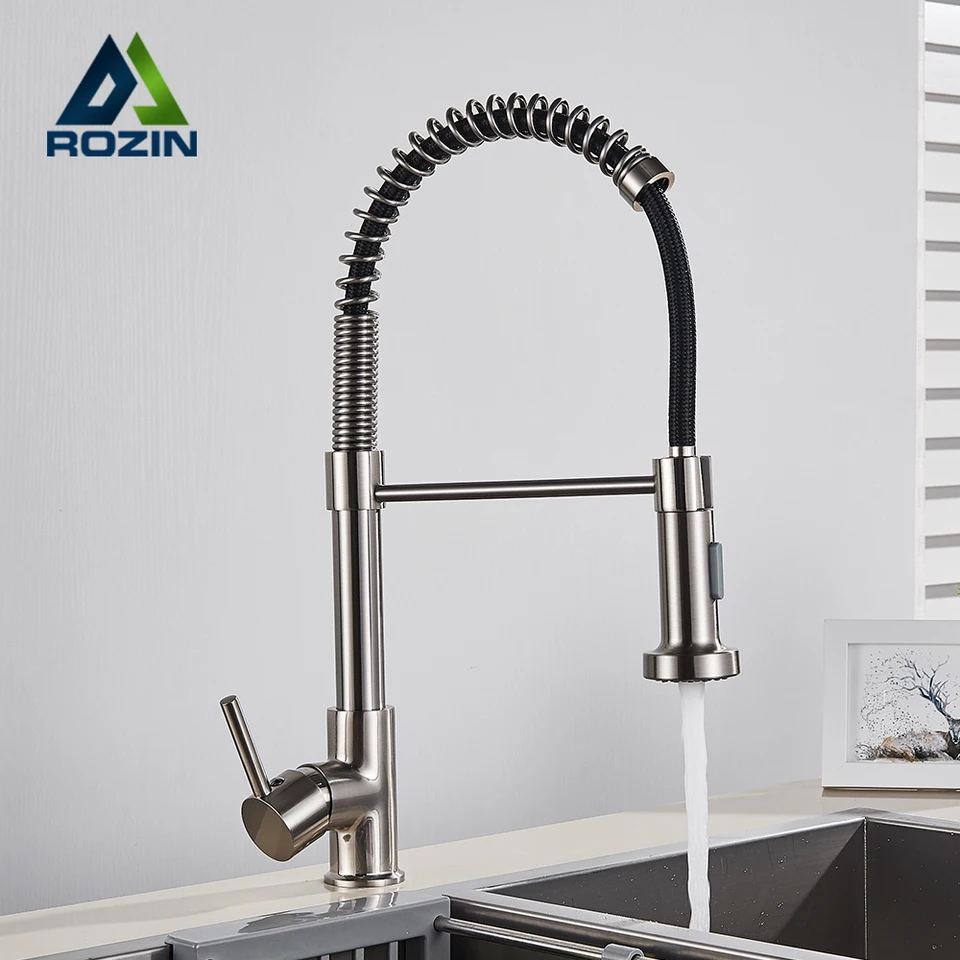 Rozpasovaný kefovaný nikel kuchynský kohútik na palube Mixer Tap 360 stupňov rotáciu prúžk