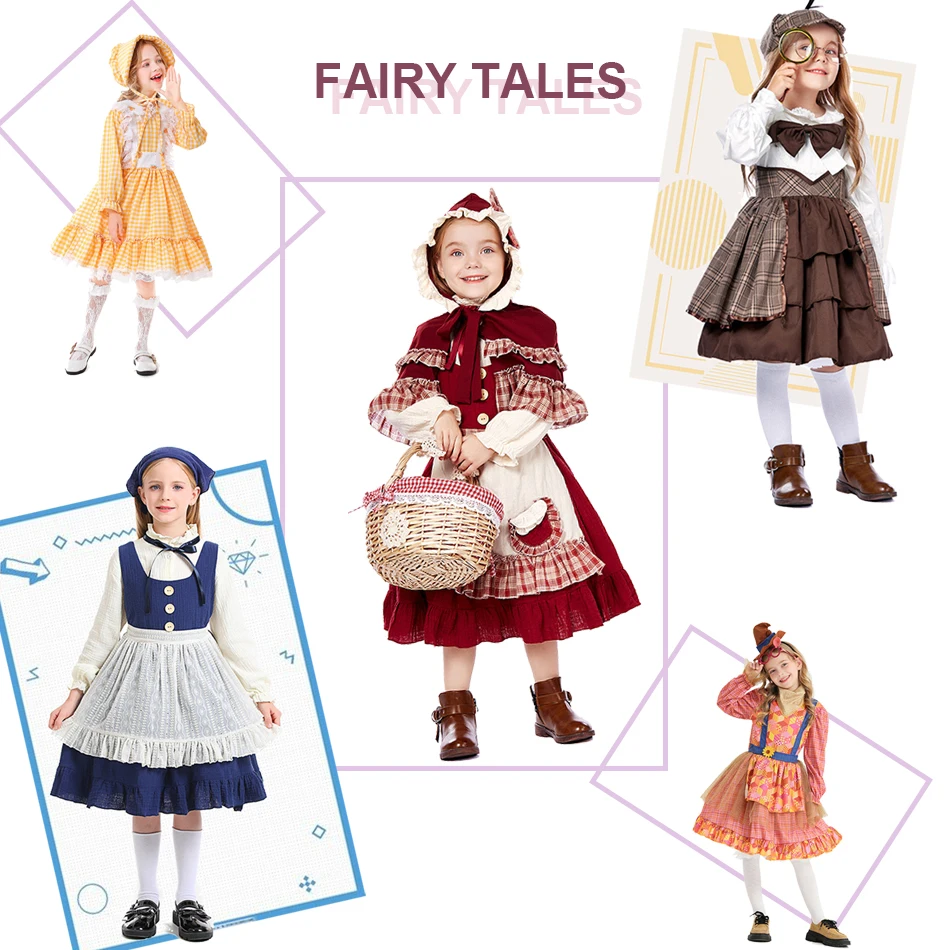 Rozprávka kostým pre dievča Little Red Riding Hood Match Girl Sherlock Holmes Cosplay kostým deti rolí rol