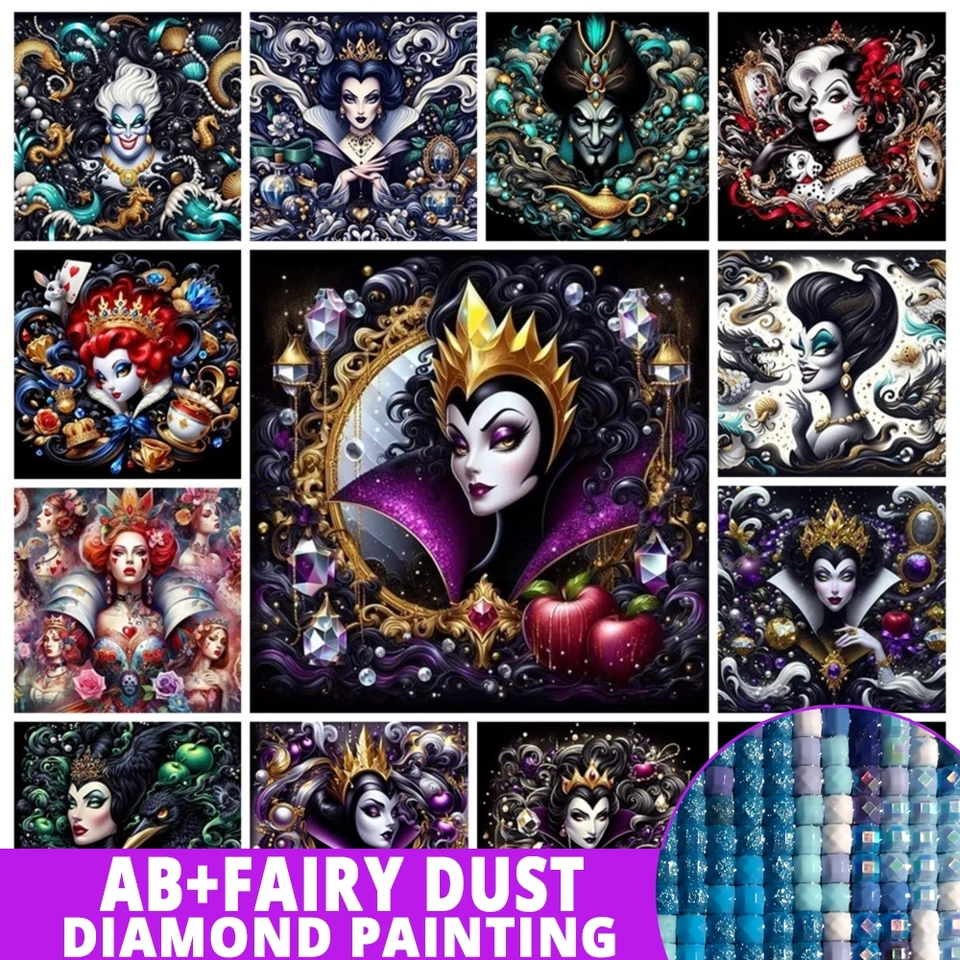 Rozprávkový prach AB diamant maľba Disney darebákov 5d plné vŕtacie súprav