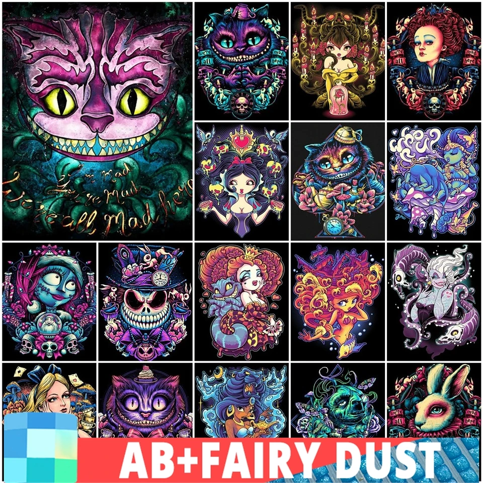 Rozprávkový prach Ab Disney Diamond výšivka cheshire mačka plná vŕtačka maľba karikatúra Obrázok kamienok mozaik